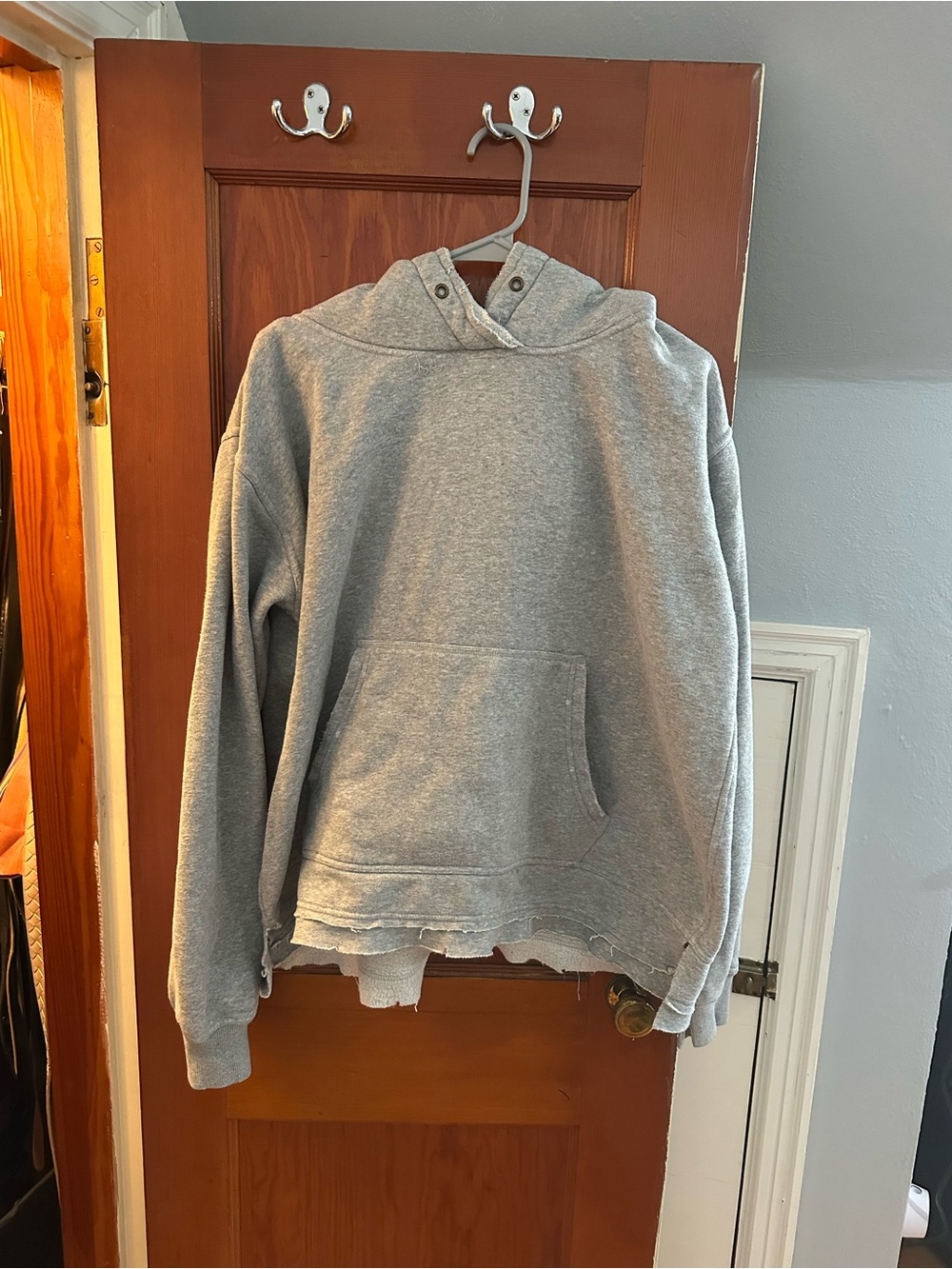 We The Free Light Gray Crewneck Hoodie with Kangaroo Pocket
